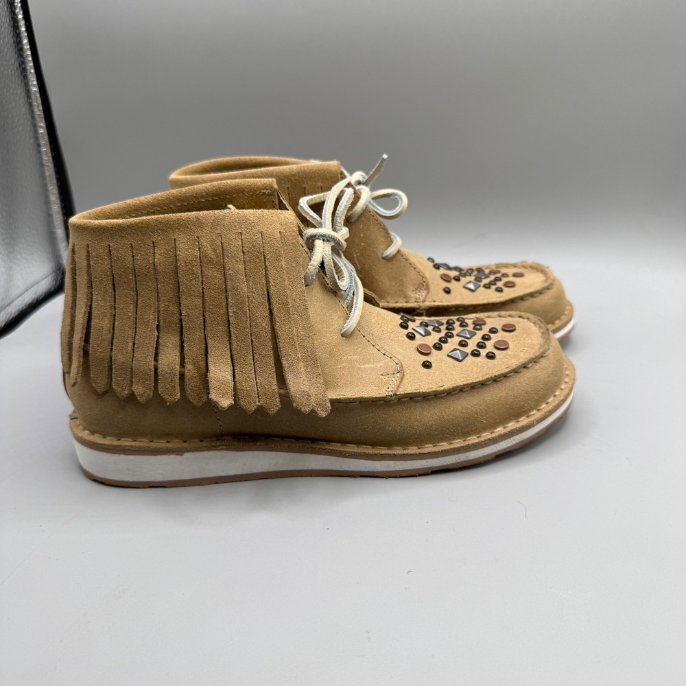 Ariat Cruiser Fringe Studded Chukka Shoes Women's Size 6.5 Tan Suede Western